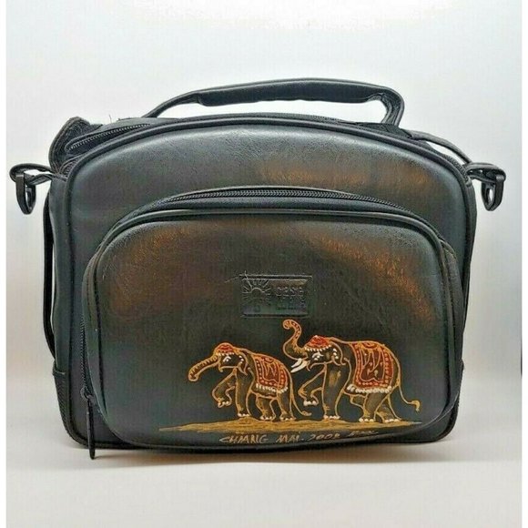 Case Logic Camera Faux Leather Black Handpainted Compartments Shoulder Bag
